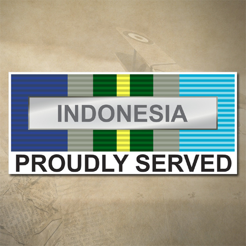 AUSTRALIAN ASM 1945 - 1975 (INDONESIA) MEDAL DECAL - PROUDLY SERVED | 150MM X 65MM | AUSSIE | PRIDE | MILITARY