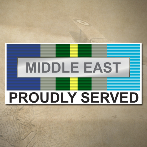 AUSTRALIAN ASM 1945 - 1975 (MIDDLE EAST) MEDAL DECAL - PROUDLY SERVED | 150MM X 65MM | AUSSIE | PRIDE | MILITARY