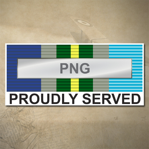 AUSTRALIAN ASM 1945 - 1975 (PNG) MEDAL DECAL - PROUDLY SERVED | 150MM X 65MM | AUSSIE | PRIDE | MILITARY