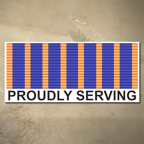 NATIONAL MEDAL DECAL - PROUDLY SERVING | 150MM X 65MM | AUSSIE | PRIDE | MILITARY