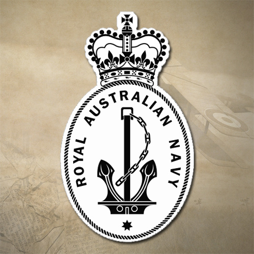ROYAL AUSTRALIAN NAVY DECAL 100MM X 60MM  |AUTHORISED | REVERSE BLACK LINE VERSION - CLEAR BACKGROUND | INDOOR / OUTDOOR