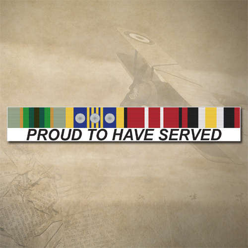 ASM 75+, DSM (3 ROSETTES) + ADM MEDAL + TIMOR LESTE RIBBON 2 BAR STICKER / DECAL | PROUD TO HAVE SERVED [Size: 30mm x 180mm]
