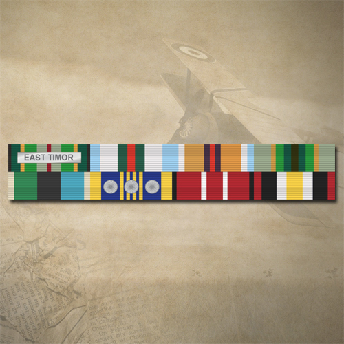 AASM, INTERFET, AFG, ASM, AOSM, DLSM, ADM + TIMOR LESTE RIBBON BAR STICKER / DECAL | WATER & UV PROOF [Size: 30mm x 180mm]