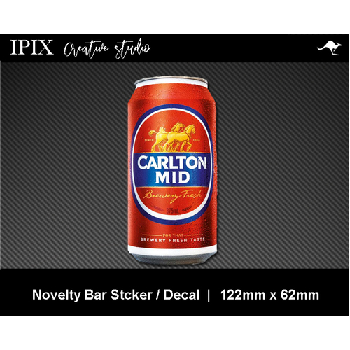 CARLTON MID BEER CAN DECAL | STICKER | BAR | NOVELTY | MAN CAVE | 122MM X 62MM