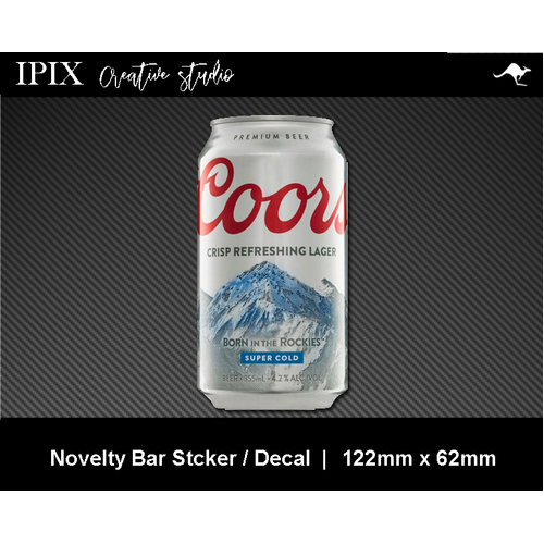 COORS BEER CAN DECAL | STICKER | BAR | NOVELTY | MAN CAVE | 122MM X 62MM