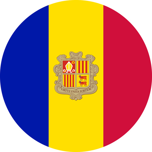ANDORRA COUNTRY FLAG | STICKER | DECAL | MULTIPLE STYLES TO CHOOSE FROM [Size: Circle - 75mm Diameter]