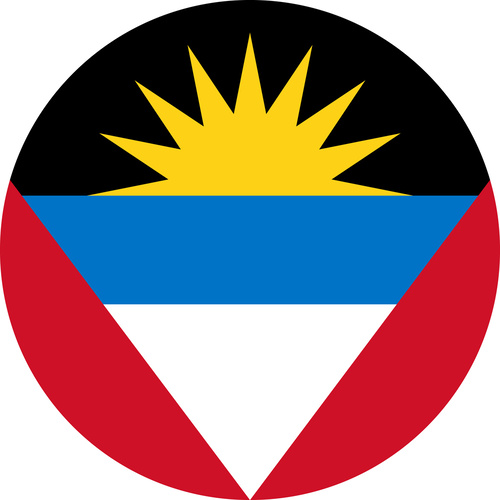 ANTIGUA AND BARBUDA COUNTRY FLAG | STICKER | DECAL | MULTIPLE STYLES TO CHOOSE FROM [Size: Circle - 75mm Diameter]