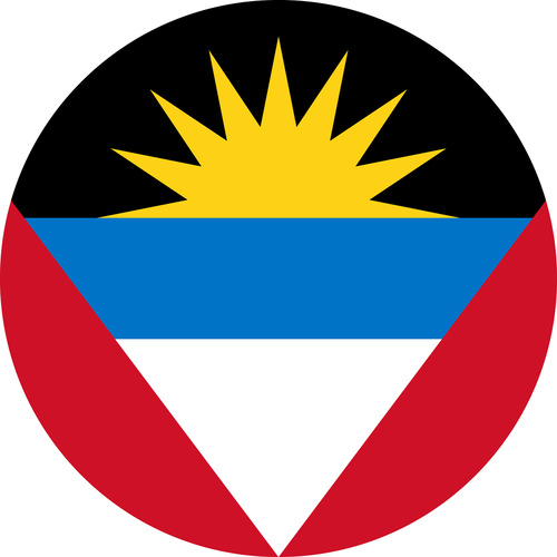 ANTIGUA AND BARBUDA COUNTRY FLAG | STICKER | DECAL | MULTIPLE STYLES TO CHOOSE FROM [Size: Circle - 75mm Diameter]