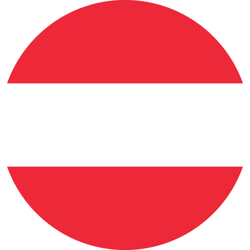 AUSTRIA COUNTRY FLAG | STICKER | DECAL | MULTIPLE STYLES TO CHOOSE FROM [Size: Circle - 75mm Diameter]