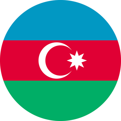 AZERBAIJAN COUNTRY FLAG | STICKER | DECAL | MULTIPLE STYLES TO CHOOSE FROM [Size: Circle - 75mm Diameter]