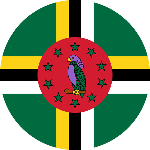 DOMINICA COUNTRY FLAG | STICKER | DECAL | MULTIPLE STYLES TO CHOOSE FROM [Size: Circle - 75mm Diameter]