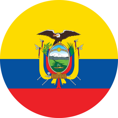 ECUADOR COUNTRY FLAG | STICKER | DECAL | MULTIPLE STYLES TO CHOOSE FROM [Size: Circle - 75mm Diameter]