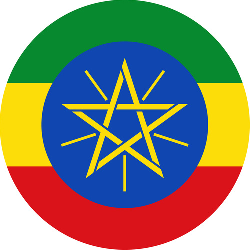 ETHIOPIA COUNTRY FLAG | STICKER | DECAL | MULTIPLE STYLES TO CHOOSE FROM [Size: Circle - 75mm Diameter]