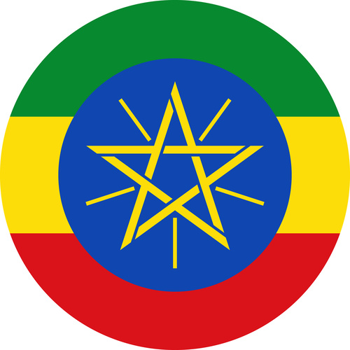 ETHIOPIA COUNTRY FLAG | STICKER | DECAL | MULTIPLE STYLES TO CHOOSE FROM [Size: Circle - 75mm Diameter]