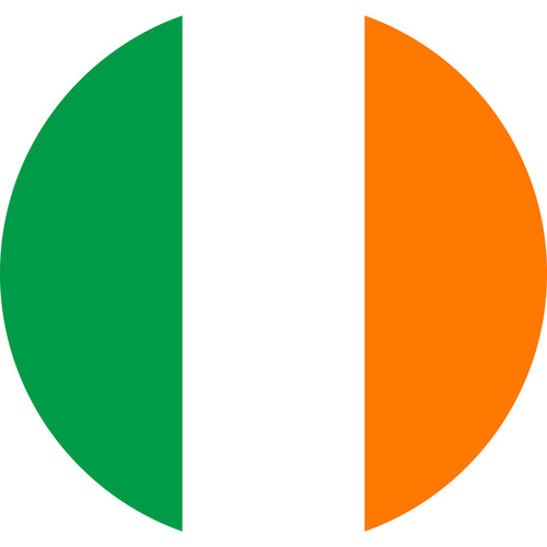 IRELAND COUNTRY FLAG | STICKER | DECAL | MULTIPLE STYLES TO CHOOSE FROM [Size: Circle - 75mm Diameter]