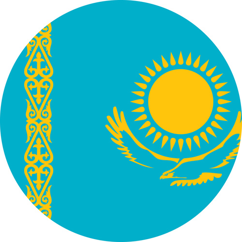 KAZAKHSTAN COUNTRY FLAG | STICKER | DECAL | MULTIPLE STYLES TO CHOOSE FROM [Size: Circle - 75mm Diameter]