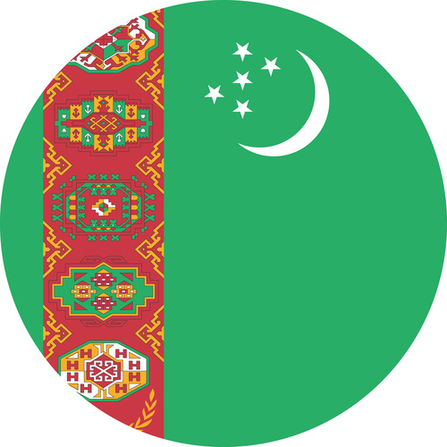 TURKMENISTAN COUNTRY FLAG | STICKER | DECAL | MULTIPLE STYLES TO CHOOSE FROM [Size: Circle - 75mm Diameter]