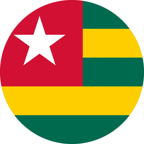 TOGO COUNTRY FLAG | STICKER | DECAL | MULTIPLE STYLES TO CHOOSE FROM [Size: Circle - 75mm Diameter]
