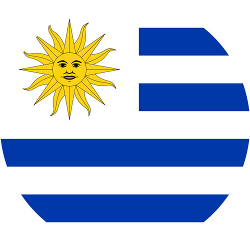 URUGUAY COUNTRY FLAG | STICKER | DECAL | MULTIPLE STYLES TO CHOOSE FROM [Size: Circle - 75mm Diameter]