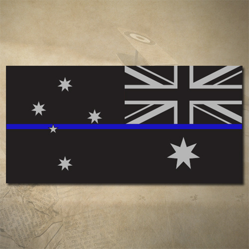 AUSTRALIAN THIN BLUE LINE FLAG DECAL - REVERSE | STICKER | 100mm x 50mm | POLICE | EMS