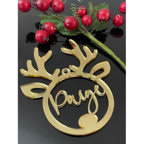 PERSONALISED CHRISTMAS REINDEER ORNAMENT | DECORATION | XMAS | CUSTOM | PLYWOOD | SEASON | #7 [Colour: Silver]