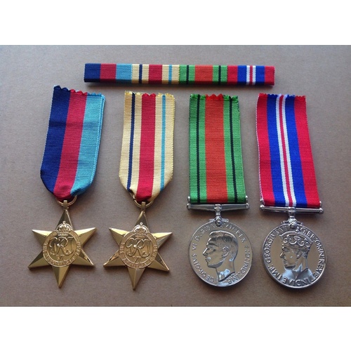 1939-45, AFRICA STAR, 1939-45 DEFENCE + WAR MEDALS WWII MEDAL SET + BONUS BAR