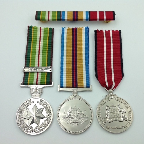 AUSTRALIAN AFGHANISTAN MEDAL TRIO GROUP + BAR | AASM | ADM | ICAT | COMBAT 
