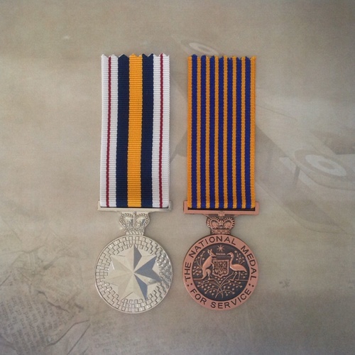 NATIONAL POLICE SERVICE MEDAL + NATIONAL MEDAL PAIR | AUSTRALIA
