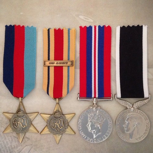 WWII AFRICA STAR 8TH ARMY + NZ WAR SERVICE MEDAL SET | ANTIQUE TONE