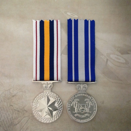 NATIONAL POLICE SERVICE MEDAL + WA POLICE SERVICE MEDAL PAIR | AUSTRALIA