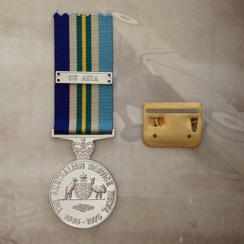 AUSTRALIAN SERVICE MEDAL (ASM) 1945 - 1975 WITH KOREA CLASP AND FULL SIZE MOUNT