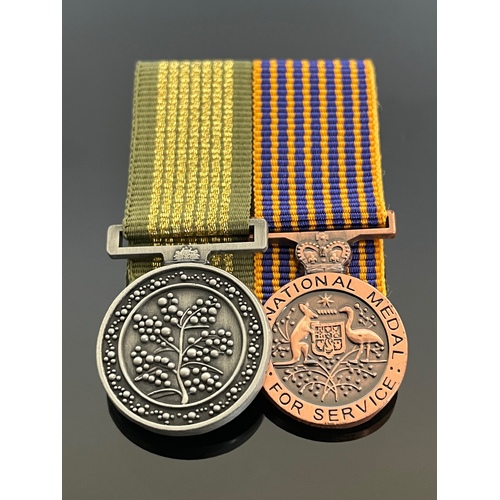 National Emergency + National Medal Miniature Medal Set (No Clasps) | Court Mounted | NEM | NAT | AUSTRALIA