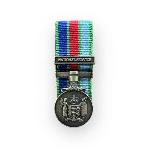 NZ Defence Medal - "National Service" Clasp  [Miniature] - Court Mounted