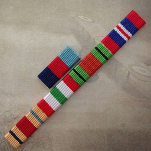 1939-45 Star, Africa + Italy Star, Defence Medal and 39-45 War Medal Ribbon Bar