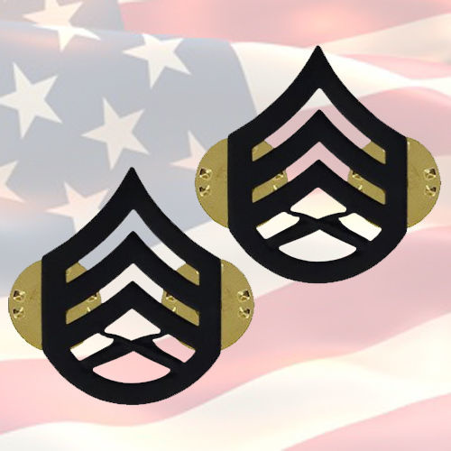 U.S.M.C -  STAFF SERGEANT CHEVRONS | PAIR | BLACK SUBDUED | GENUINE | OR-6 