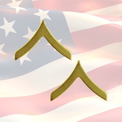 U.S.M.C PRIVATE FIRST CLASS CHEVRONS | PAIR | 22K GOLD PLATED | COMBAT 
