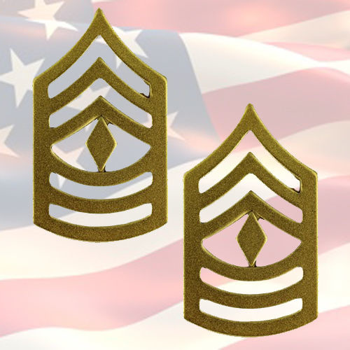 U.S.M.C -  1ST SERGEANT CHEVRONS | PAIR | 22K GOLD PLATED | GENUINE ISSUE | OR-8
