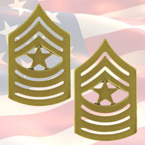 U.S.M.C - SERGEANT MAJOR CHEVRONS | PAIR | 22K GOLD PLATED | COMBAT | OR-9