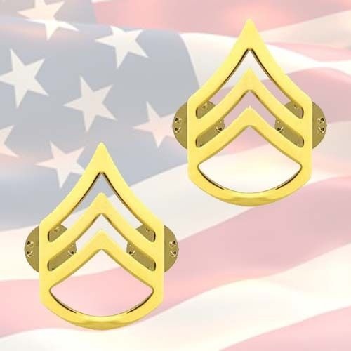 U.S. ARMY STAFF SERGEANT CHEVRONS | PAIR | 22K GOLD PLATED | GENUINE ISSUE 