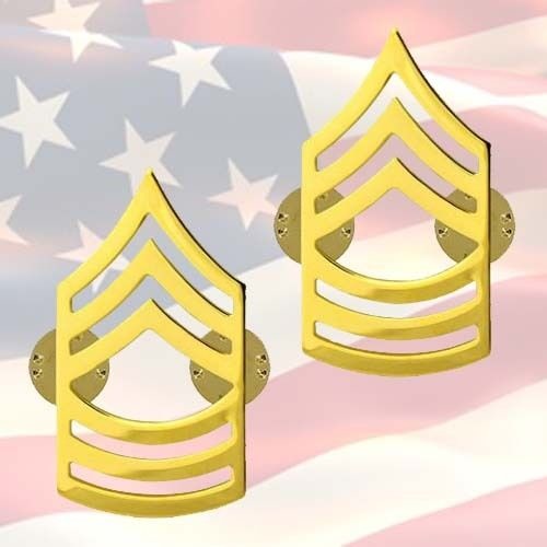 U.S. ARMY MASTER SERGEANT CHEVRONS | PAIR | 22K GOLD PLATED | GENUINE ISSUE 