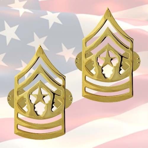 U.S. ARMY COMMAND SERGEANT MAJOR CHEVRONS | PAIR | 22K GOLD PLATED | GENUINE 