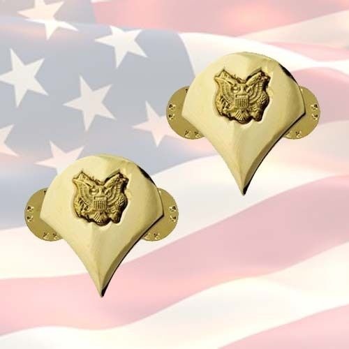 U.S. ARMY SPECIALIST E-4 INSIGNIA | PAIR | 22K GOLD PLATED | GENUINE ISSUE