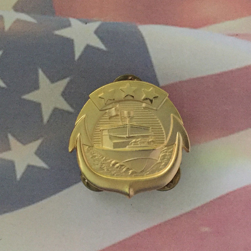 US NAVY SMALL CRAFT OFFICER BADGE | OPERATIONS | MILITARY | USN | GOLD PLATED