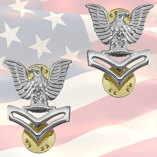 U.S. NAVY - PETTY OFFICER SECOND CLASS COLLAR BADGES | PAIR |  GENUINE | E5